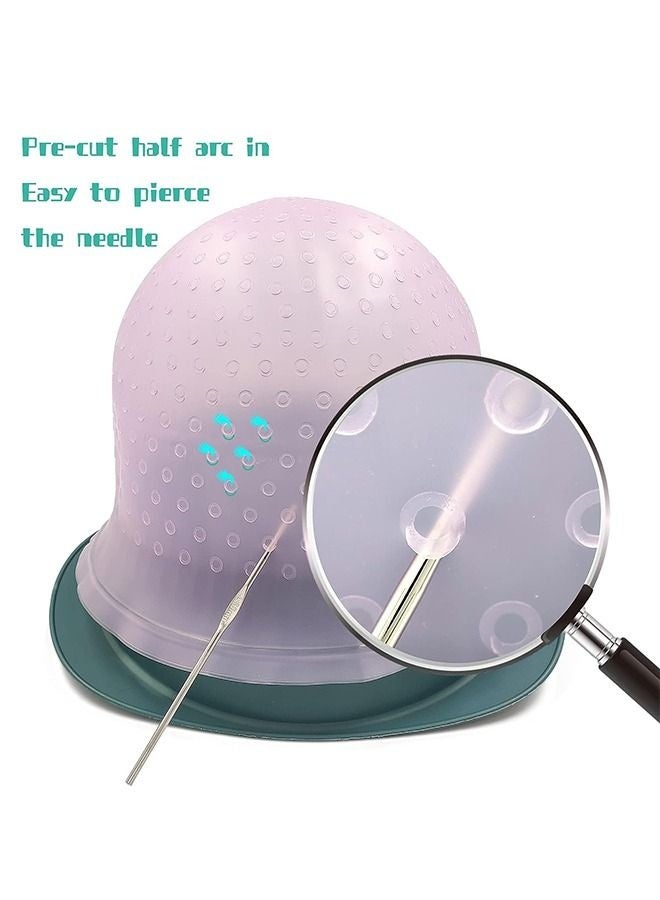 rocooart Highlighting Cap With Holes Already In Silicone Reusable Highlighting Cap Hair Dye Cap With Holes Tipping Caps Hair Salon Hairdressing Highlight Cap And Hook Kit (Blue) - Image 4